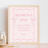 Roze Bow Baby shower Momosa Bar Poster