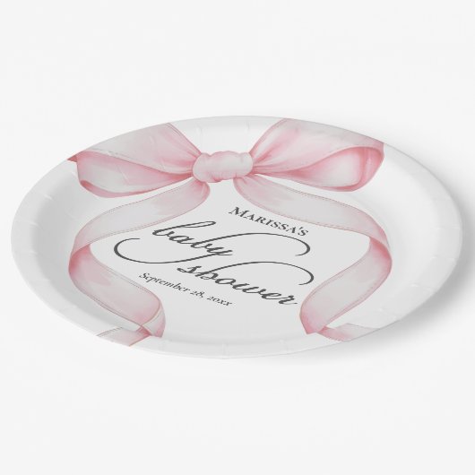Roze Bow Baby shower Papier Bord (Gekanteld)