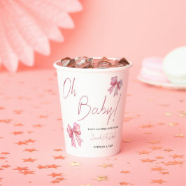 Roze Bow Baby shower Papieren Bekers