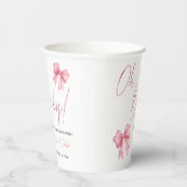 Roze Bow Baby shower Papieren Bekers (Rechts)