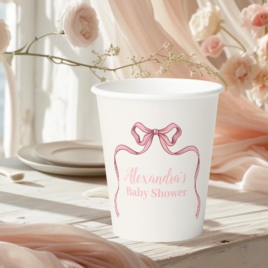 Roze Bow Baby shower Papieren Bekers