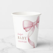 Roze Bow Baby shower Papieren Bekers (Voorkant)