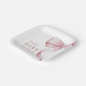 Roze Bow Baby shower Papieren Bordje (Gebogen)