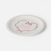 Roze Bow Baby shower Papieren Bordje (Gekanteld)