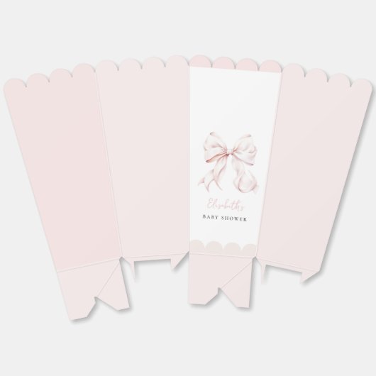 Roze Bow Baby shower Popcorn Favor Box Bedankdoosjes (Ongevouwen)