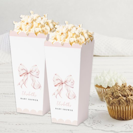Roze Bow Baby shower Popcorn Favor Box Bedankdoosjes