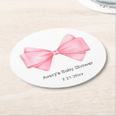 Roze Bow Baby shower Ronde Kartonnen Onderzetter (Gebogen)