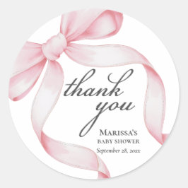 Roze Bow Baby shower Ronde Sticker