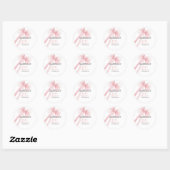 Roze Bow Baby shower Ronde Sticker (Vel)