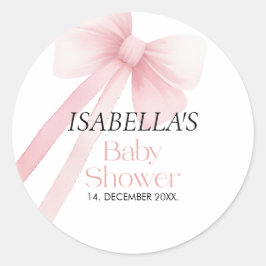 Roze Bow Baby shower Ronde Sticker