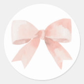 Roze Bow Baby shower Ronde Sticker (Voorkant)