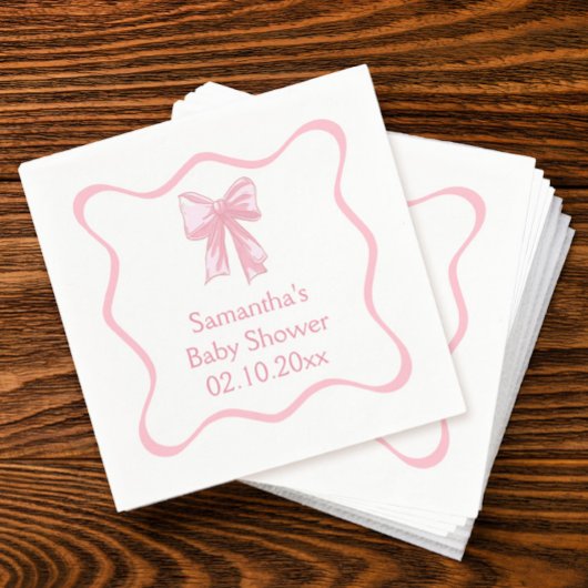 Roze Bow Baby shower Servet