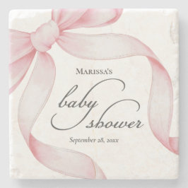 Roze Bow Baby shower Stenen Onderzetter
