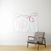 Roze Bow Baby shower Stof Teken Achtergrond Wandkleed (In Situ (horizontaal))