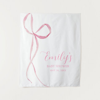 Roze Bow Baby shower Stof Teken Achtergrond Wandkleed