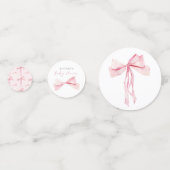 Roze Bow Baby shower Tafel Confetti Coquette Blush (Voorkanten)