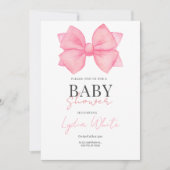 Roze Bow Baby shower Uitnodiging Meisje Baby showe (Voorkant)