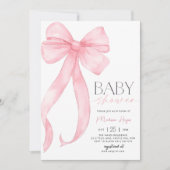 Roze Bow Baby shower Uitnodiging Sjabloon Printabl (Voorkant)