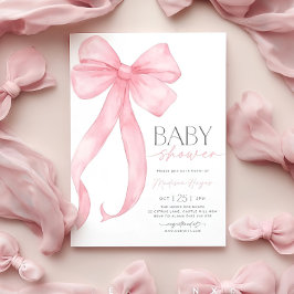 Roze Bow Baby shower Uitnodiging Sjabloon Printabl