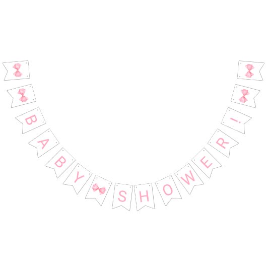 Roze Bow Baby shower Vlaggetjes (Alle)