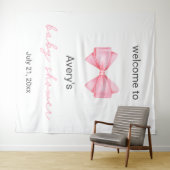 Roze Bow Baby shower Wandkleed (In Situ (horizontaal))