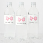 Roze Bow Baby shower Waterfles Etiket (Flessen)