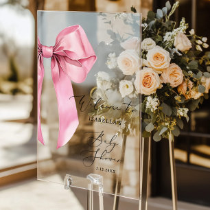 Roze Bow Baby shower Welkom Acryl Bord