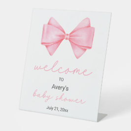 Roze Bow Baby shower Welkom Reclamebord Met Voetstuk