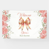 Roze Bow Baby shower Welkom Spandoek (Horizontaal)