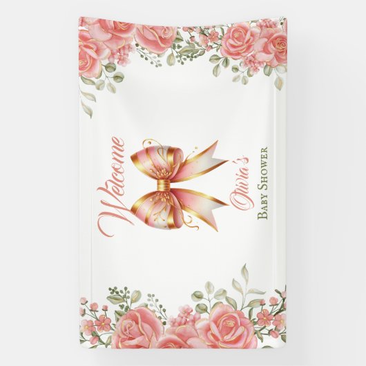 Roze Bow Baby shower Welkom Spandoek (Verticaal)