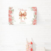 Roze Bow Baby shower Welkom Spandoek (Insitu)