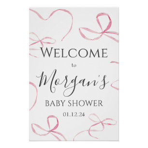 Roze Bow Baby shower Welkomstbord, boog schuimbord Perfect Poster