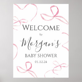 Roze Bow Baby shower Welkomstbord, boog schuimbord Poster