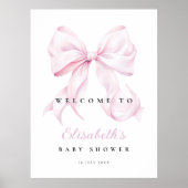 Roze Bow Baby shower Welkomstbord Poster (Voorkant)