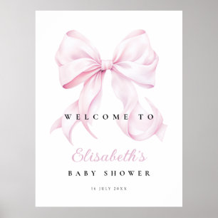 Roze Bow Baby shower Welkomstbord Poster