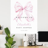 Roze Bow Baby shower Welkomstbord Poster (Thuiskantoor)