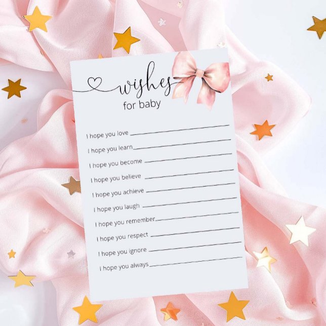 Roze Bow Baby shower Wishes voor Baby (Creator heeft geüpload)