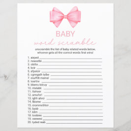 Roze Bow Baby shower Word Scramble