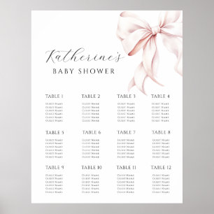 Roze Bow Baby shower Zitplaatskaart Poster