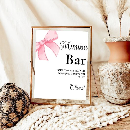 Roze Bow Bachelorette Mimosa Bar Tafelbord Poster