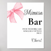 Roze Bow Bachelorette Mimosa Bar Tafelbord Poster (Voorkant)