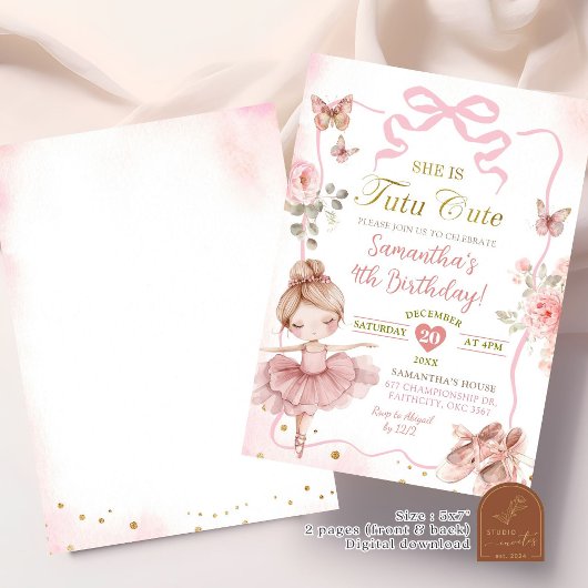 Roze Bow Ballerina Tutu Leuke Verjaardag Kaart