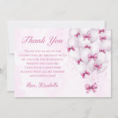 Roze Bow Balloons Meisje Verjaardag Dank u kaart (Voorkant)