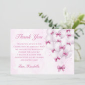 Roze Bow Balloons Meisje Verjaardag Dank u kaart (Staand voorkant)