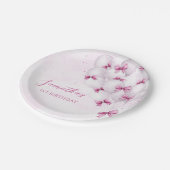 Roze Bow Balloons Verjaardagspapier Borden Papieren Bordje (Gekanteld)