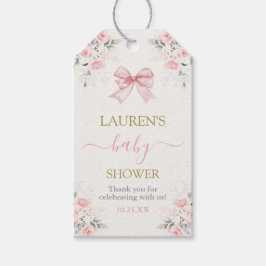 Roze Bow Beer Baby shower Meisje Gift Label Cadeaulabel