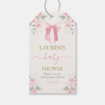 Roze Bow Beer Baby shower Meisje Gift Label