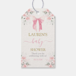Roze Bow Beer Baby shower Meisje Gift Label Cadeaulabel