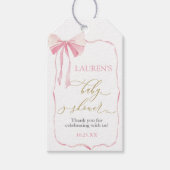 Roze Bow Beer Baby shower Meisje Gift Label Cadeaulabel (Voorkant)