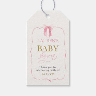 Roze Bow Beer Baby shower Meisje Gift Label Cadeaulabel